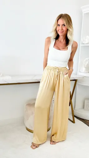 Angora Italian Satin Pant - Gold