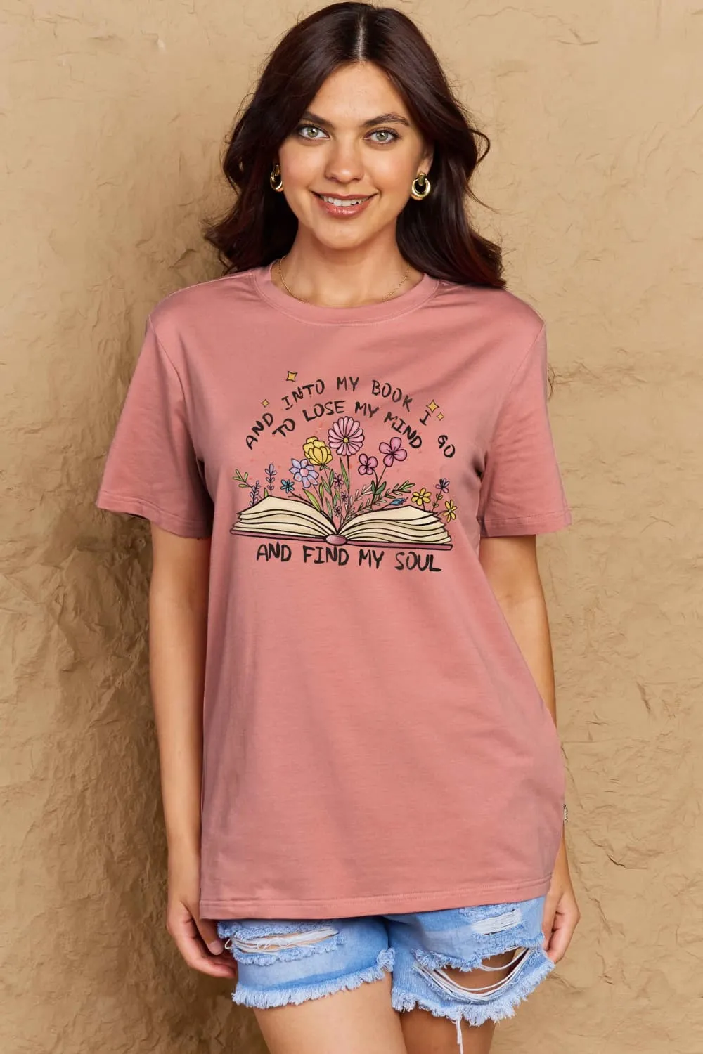 Book & Flower Graphic Cotton Tee