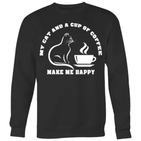 Cat Shirts Cat And Coffee Crewneck Sweatshirt Gifts For Cat Lovers