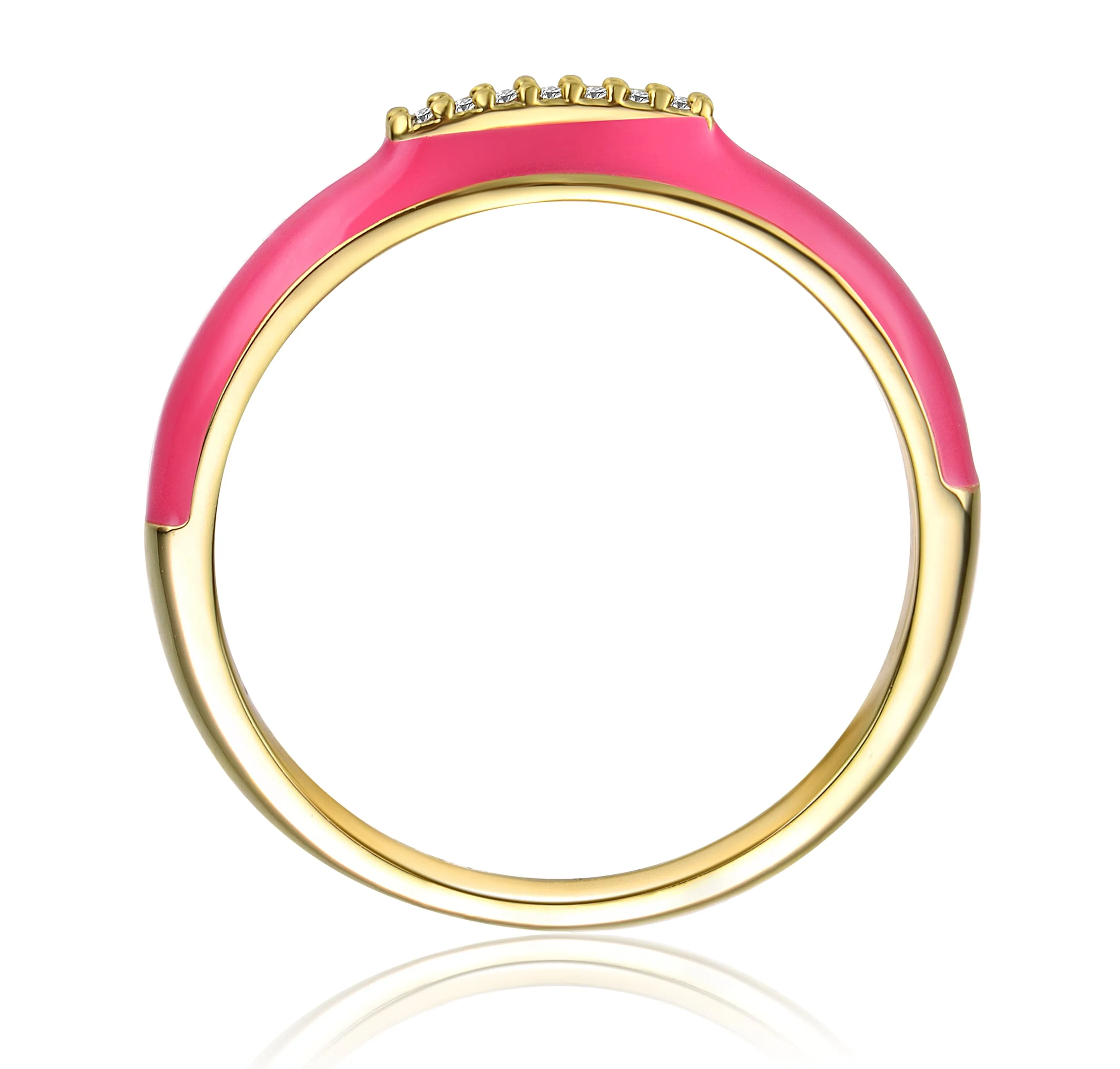 Coralie Hot PInk Enamel Slim Stacking Band Ring