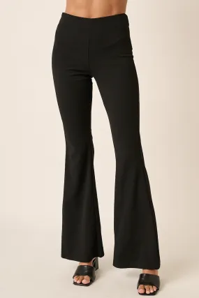 Crepe Knit Elastic Waist Flare Leg Pants