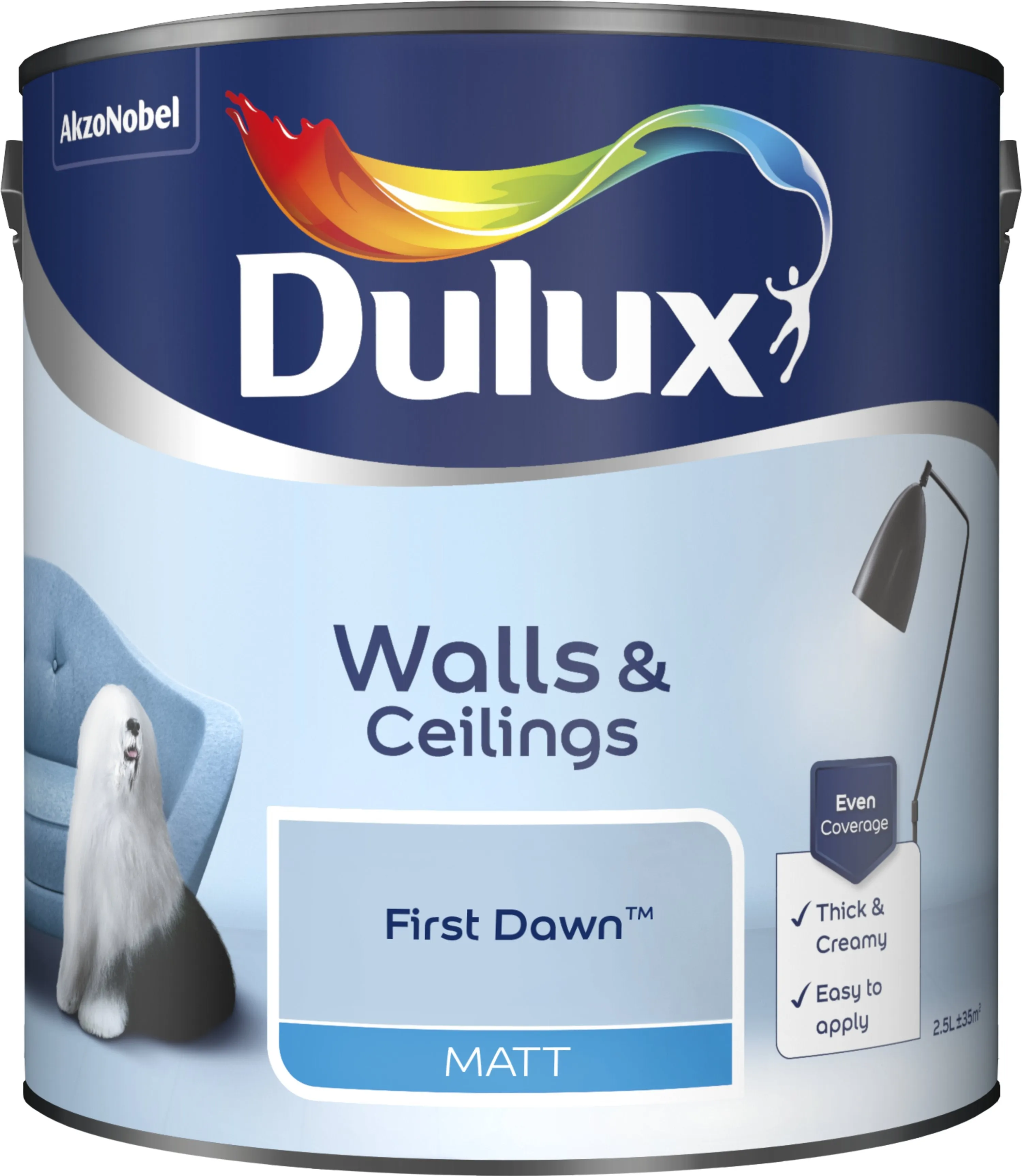 Dulux Matt Emulsion Paint For Walls And Ceilings - First Dawn 2.5L