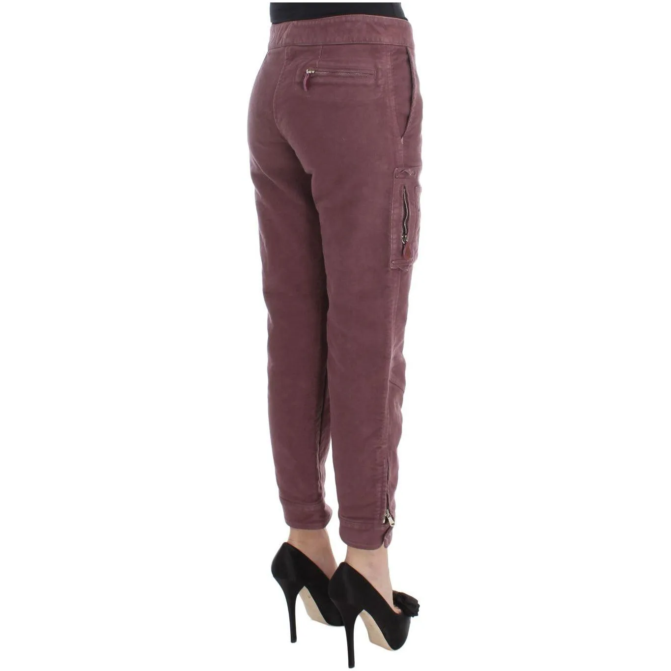 Ermanno Scervino Chic Bordeaux Capri Cropped Cargo Pants