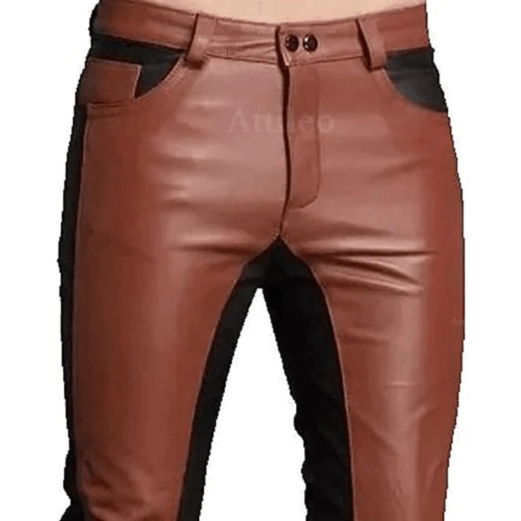 Mens Brown Leather Pants