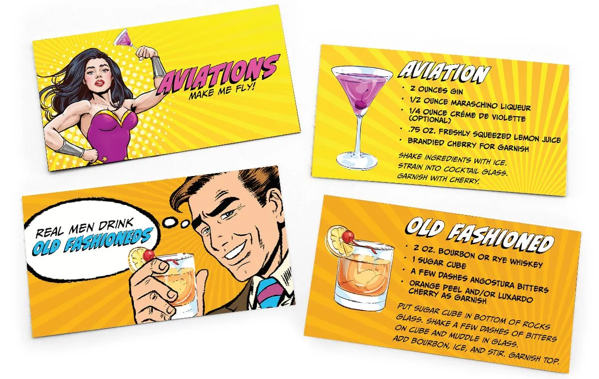 Time for a Drink-a-Doodle Doo! - Classic Cocktail Recipe Note Cards